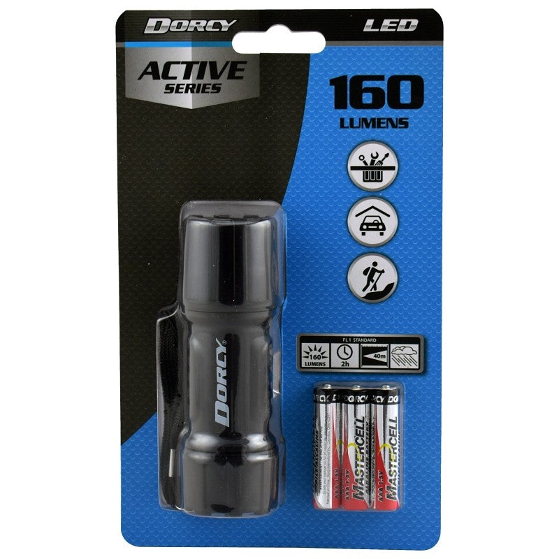 Dorcy 41-4242 Flashlight, AAA Battery, LED Lamp, 135 Lumens, 15.24 m Beam Distance, 2 hr Run Time, Blue/Red/Teal/Yellow