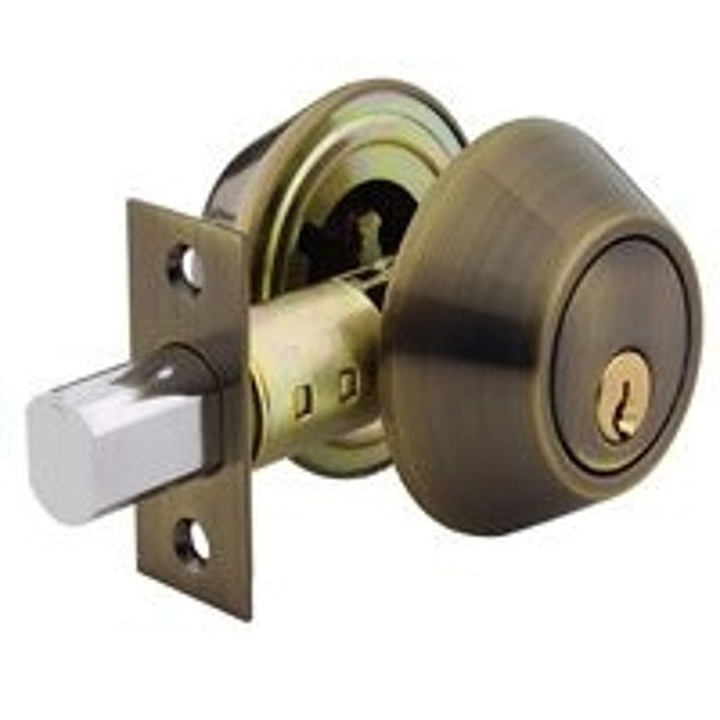 Schlage B62NV609KA4 Deadbolt, 1 Grade, SC1 Key, Metal, Antique Brass, 2-3/8, 2-3/4 in Backset
