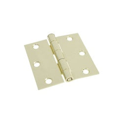 Door Hinges 3 Inch Square Corner Polished Brass 2 Pack (POS)