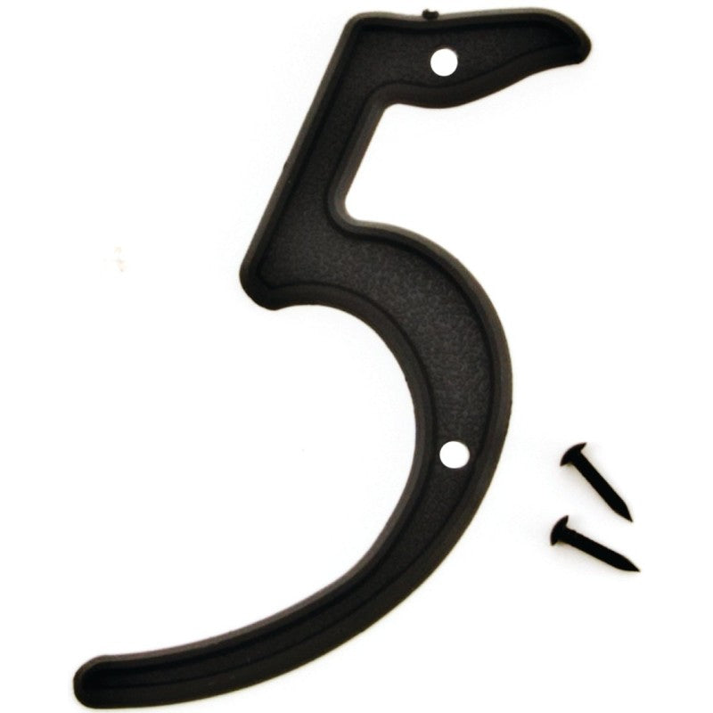 Hy-Ko PN-29/5 House Number, Character: 5, 4 in H Character, Black Character, Plastic (Pack of 10)