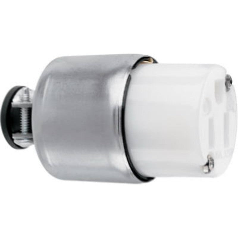 Legrand PS515CACC20 Armored Connector, 2 -Pole, 15 A, 125 V, NEMA: NEMA 5-15R, White