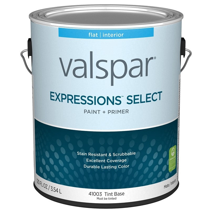 Valspar Expressions Select 4100 028.0041003.007 Latex Paint, Acrylic Base, Flat, Tint Base, 1 gal (Pack of 4)