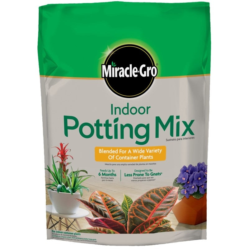 Miracle-Gro 72776430 Indoor Potting Soil Mix, 4 to 6 in Coverage Area, 6 qt (Pack of 8)