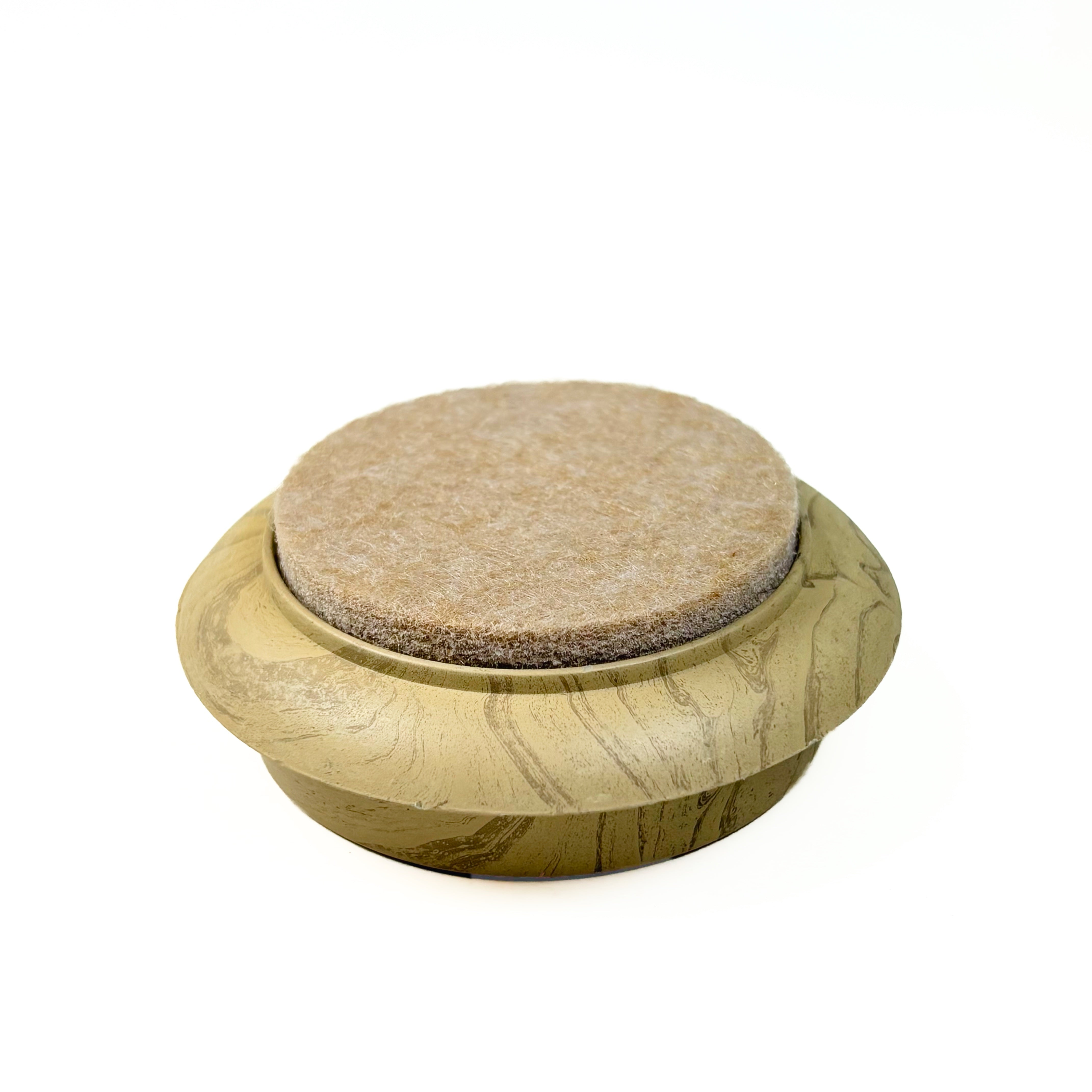 Felt Bottom Caster Cups 1-3/4 Inch Round Woodgrain Natural 4 Pack