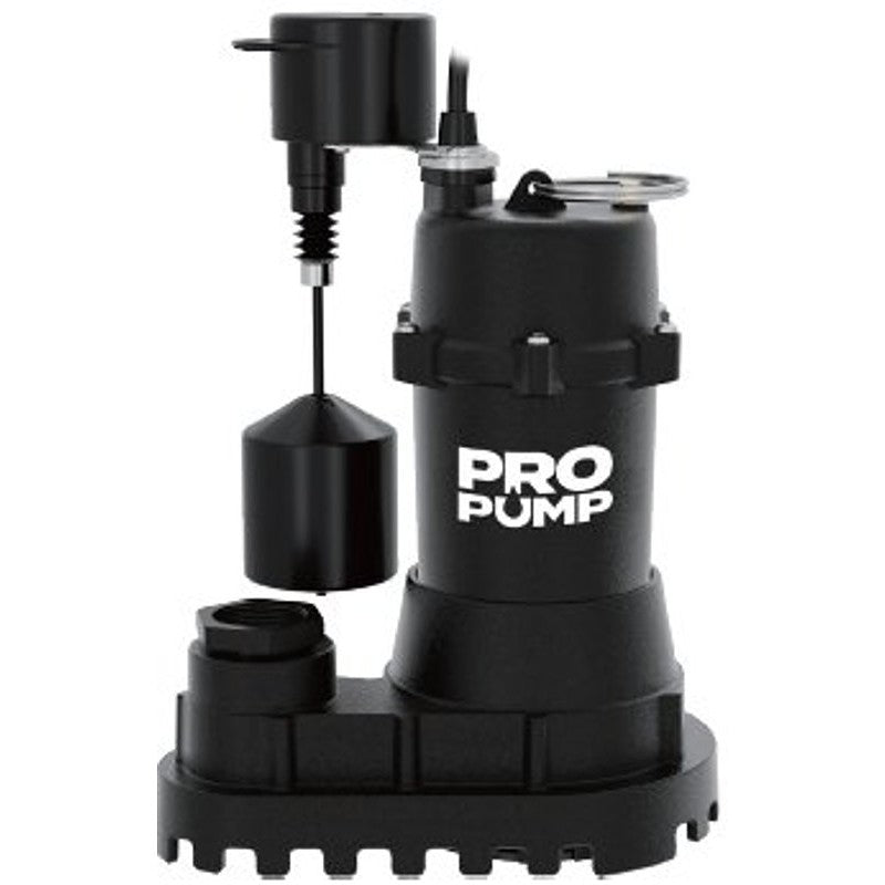 PROPUMP SBI03304VP Sump Pump, 1-Phase, 5 A, 115 V, 1/3 hp, 1-1/2 in Outlet, 28 ft Max Head, 4080 gph, Cast Iron