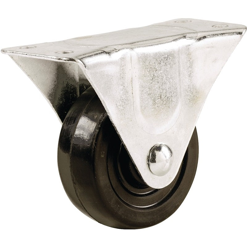 Shepherd Hardware 9483 Rigid Caster, 3 in Dia Wheel, 1-1/4 in W Wheel, Rubber Wheel, 175 lb