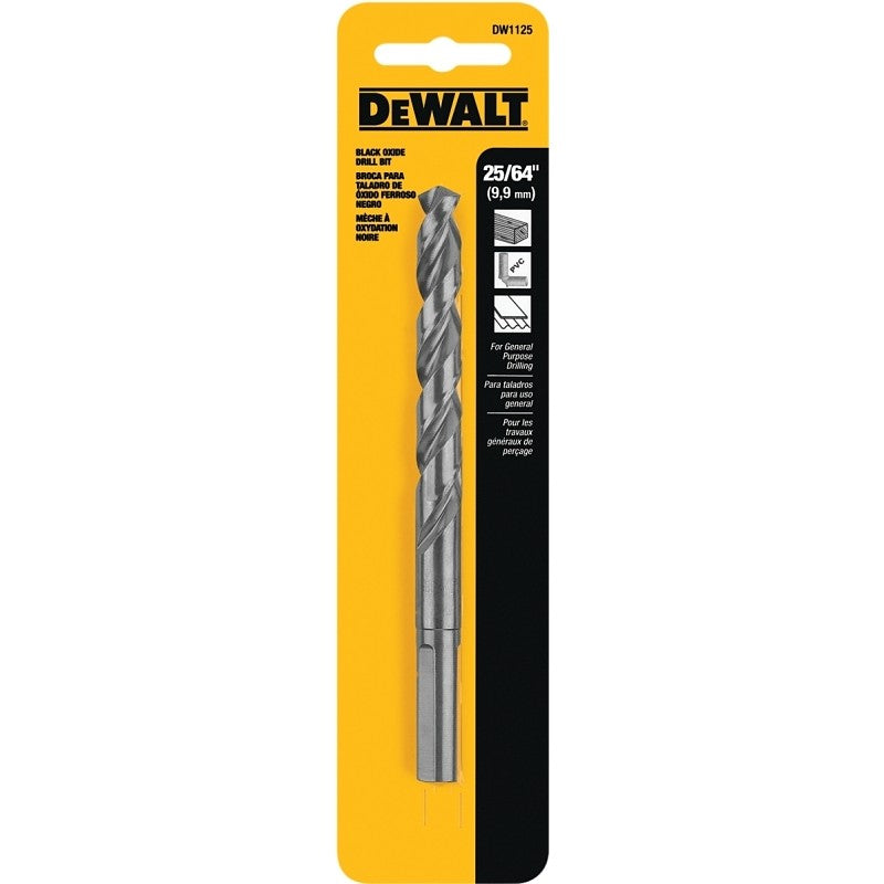DEWALT DW1125 Jobber Drill Bit, 25/64 in Dia, 5-1/8 in OAL, Parabolic Flute, 25/64 in Dia Shank, Round Shank (Pack of 3)