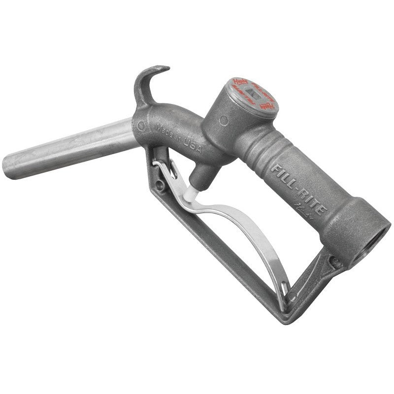 Fill-Rite FRHMN100S Manual Nozzle with Hook, 1 in, FNPT, Aluminum, Silver