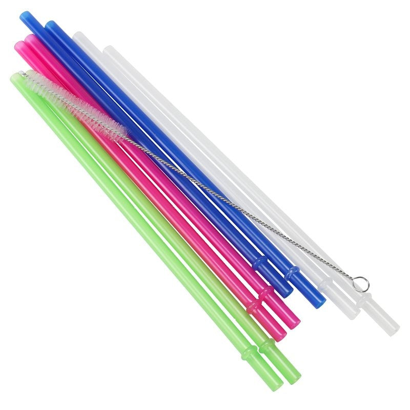 Chef Craft 22035 Straw Set, Plastic, Blue/Clear/Green/Pink