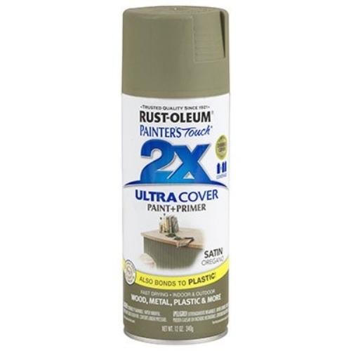 Rust-Oleum Painter's Touch 2X Ultra Cover 334077 Spray Paint, Satin, Oregano, 12 oz, Aerosol Can