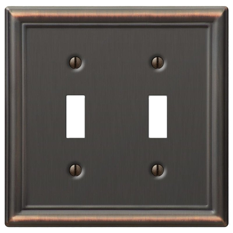 Amerelle Chelsea Series 149TTDB Wallplate, 4-7/8 in L, 4-15/16 in W, 2-Gang, Steel, Aged Bronze, Screw Mount (Pack of 3)