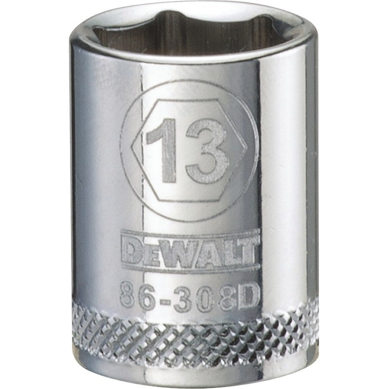 DEWALT DWMT86308OSP Hand Socket, 13 mm Socket, 3/8 in Drive, 6-Point, Vanadium Steel, Polished Chrome