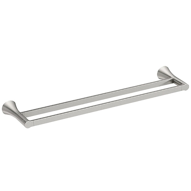 Moen Mikah Series Y0722BN Double Towel Bar, 24 in L Rod, Zinc, Brushed Nickel, Wall Mounting