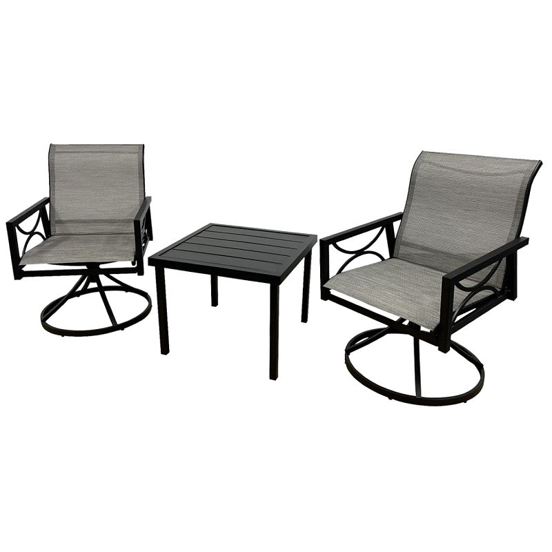 Seasonal Trends SH23S3010W Woodsway Chat Set w/Sling Chairs, Sling Fabric/Steel, Brown/Slat Ridge, Powder-Coated