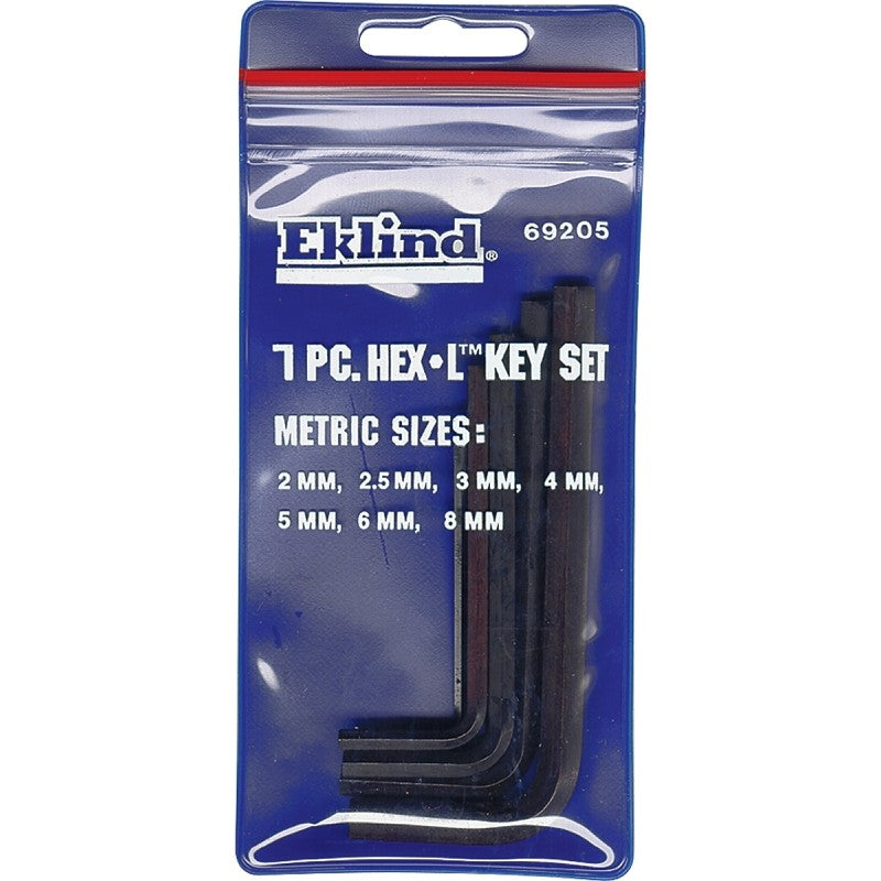 Eklind 69205 Hex Key Set, Includes: 2 to 8 mm Keys, 7-Piece, Steel, Black