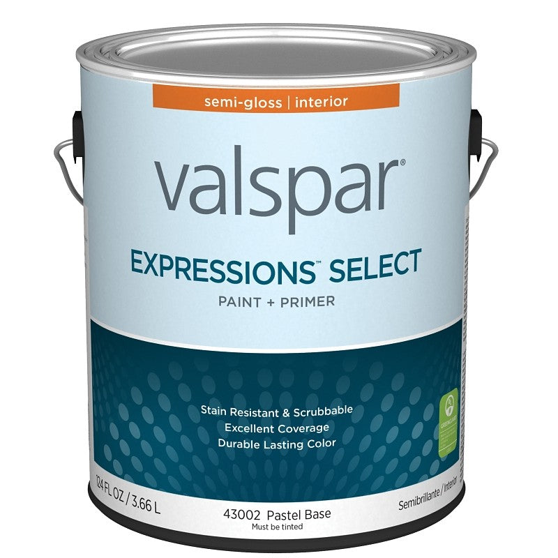 Valspar Expressions Select 4300 028.0043002.007 Latex Paint, Acrylic Base, Semi-Gloss Sheen, Pastel Base, 1 gal (Pack of 4)
