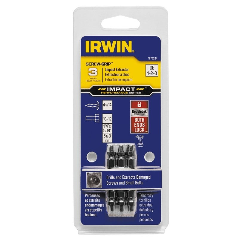 Irwin SCREW-GRIP 1876224 Screw Extractor Set, 3-Piece, HSS