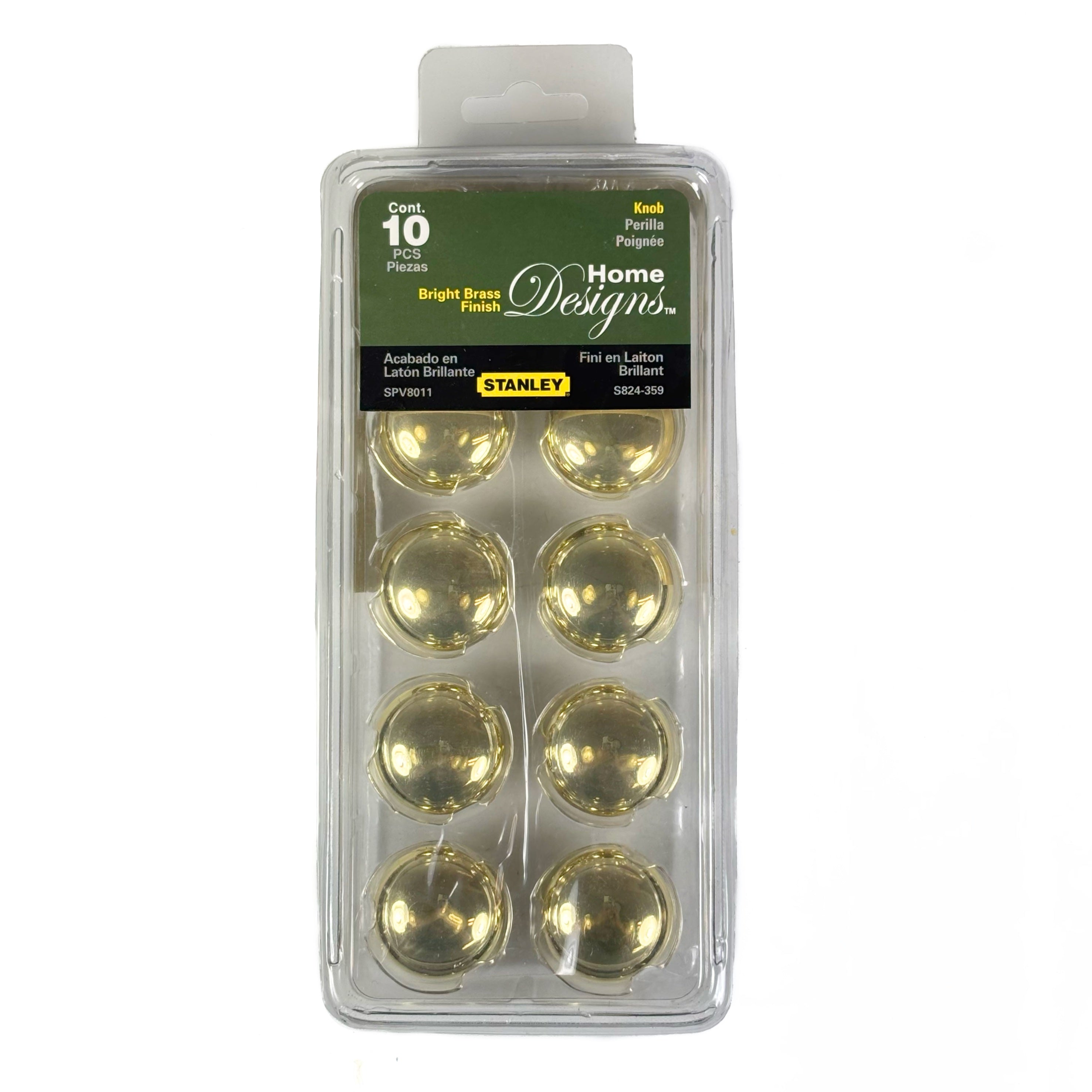 Classic Rounded Cabinet And Drawer Knobs 1-1/4 Inch Bright Brass 10 Pack (POS)