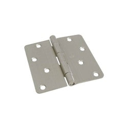 Door Hinges 4 Inch 1/4 Radius Satin Nickel 2 Pack (POS)