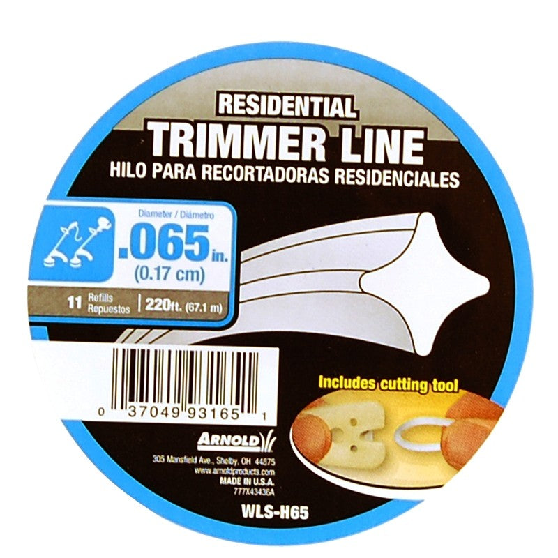 Arnold WLS-H65 Trimmer Line, 0.065 in Dia, 220 ft L, Nylon
