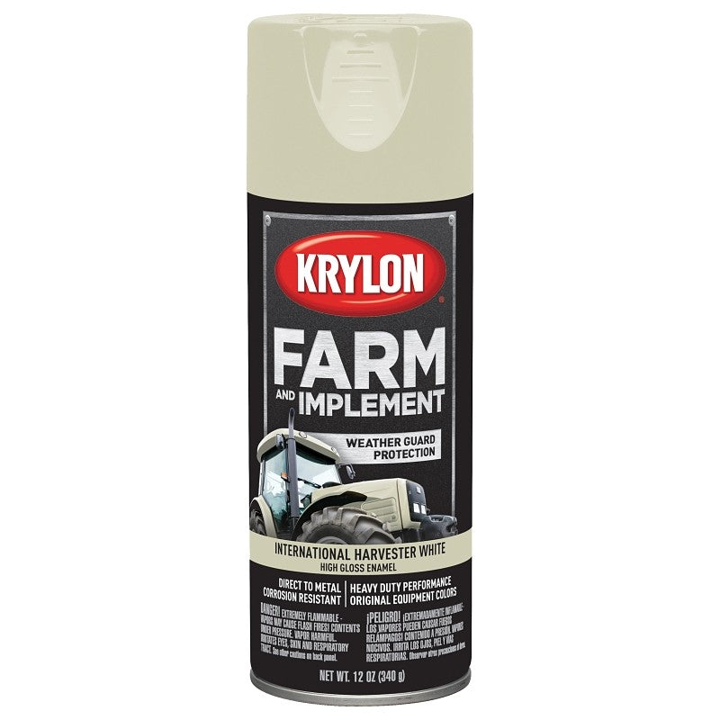 Krylon K01945000 Farm Equipment Spray, High-Gloss, International Harvester White, 12 oz (Pack of 6)