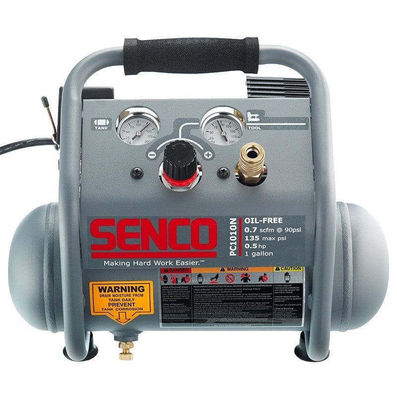 Senco PC1010N Air Compressor, Tool Only, 1 gal Tank, 0.5 hp, 115 V, 135 psi Pressure, 0.7 scfm Air