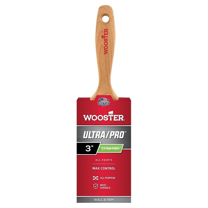 Wooster 4157-3 Paint Brush, 3 in W, 3-3/16 in L Bristle, Nylon Bristle, Varnish Handle