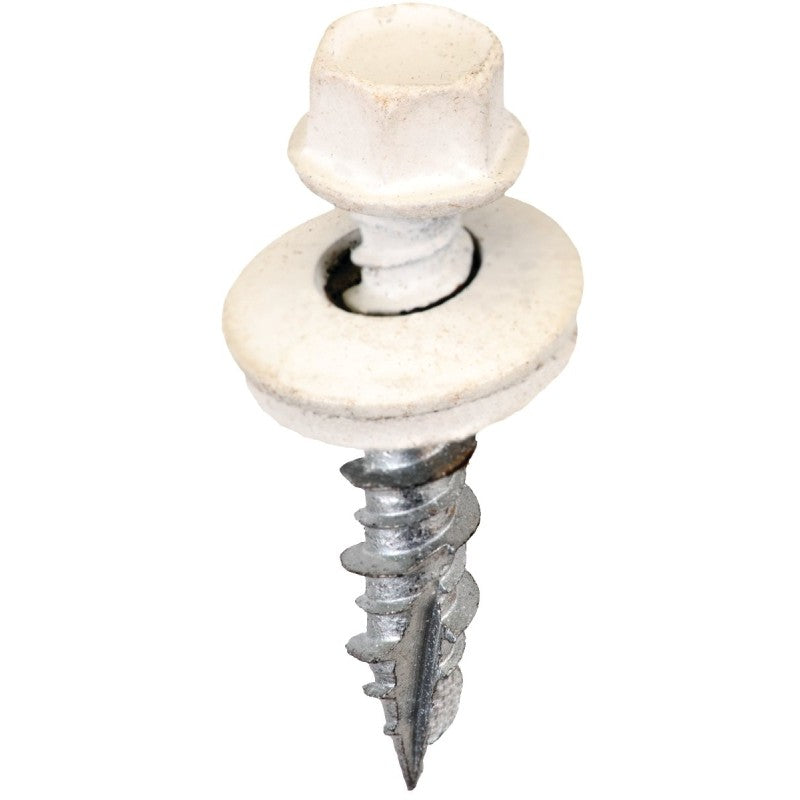 Acorn International SW-MW1W250 Screw, #9 Thread, High-Low, Twin Lead Thread, Hex Drive, Self-Tapping, White, 250/BAG