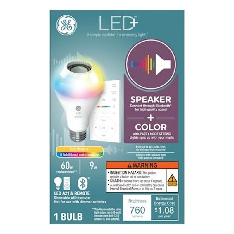 GE 93129723 LED Bulb, A21 Lamp, 60 W Equivalent, Medium Lamp Base, Dimmable, Soft White, 2700 K Color Temp