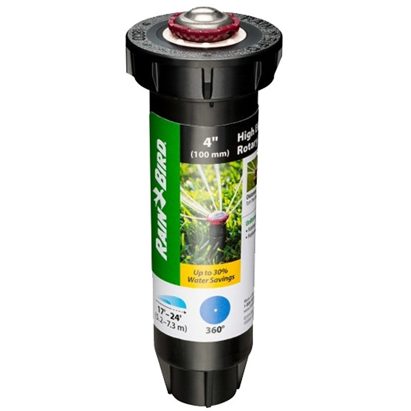 Rain Bird 22SAFPRO Mini Rotor Sprinkler, Full-Circle, 4 gpm, 1/2 in Connection, FPT, 4 in H Pop-Up, 17 to 24 ft, Plastic