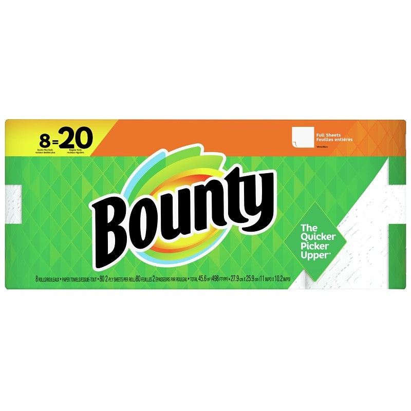 Bounty 67090 Double Roll Paper Towel, 2-Ply, White, 8/PK