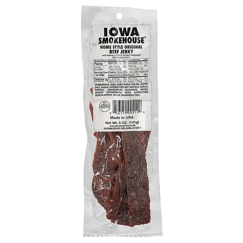 Iowa Smokehouse IS-5JN Beef Jerky, Homestyle Original, 5 oz, Pack (Pack of 12)