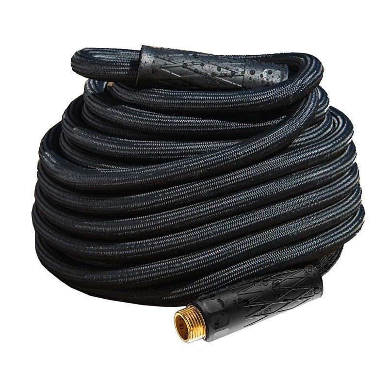 HydroSteel Pro 8586 Water Hose with Brass Nozzle, 3/8 in, 50 ft L, Rubber/Vinyl, Black