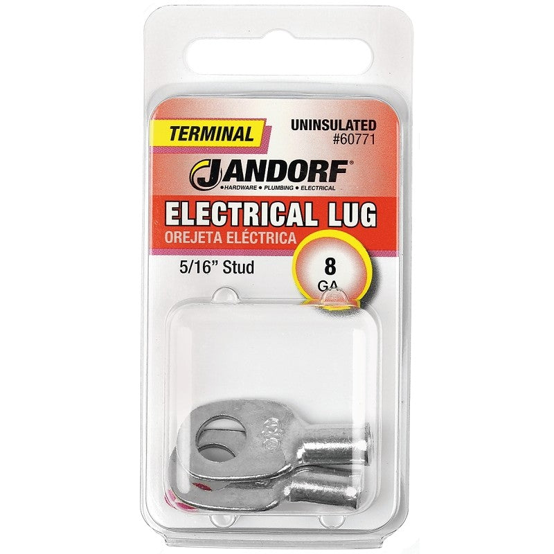 Jandorf 60771 Electrical Lug, 8 AWG Wire, 5/16 in Stud, Copper Contact