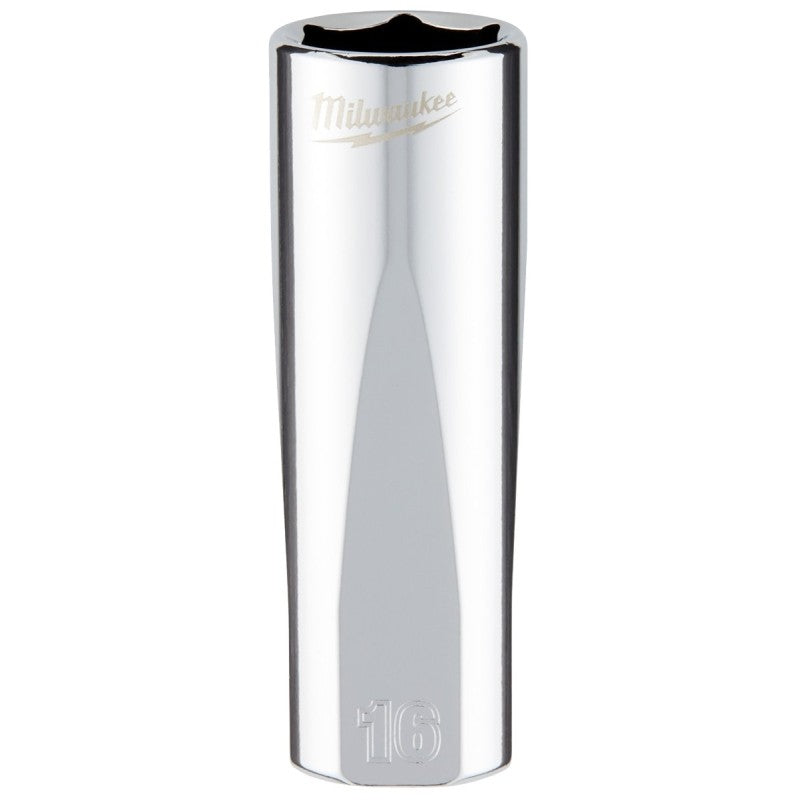 Milwaukee 45-34-9095 Socket, 16 mm Socket, Deep Socket, 3.543 in OAL, 3/8 in Drive, 6-Point, Chrome Vanadium Steel