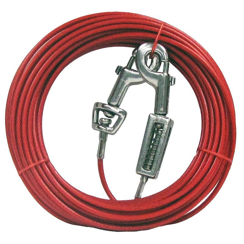 Boss Pet PDQ Q3520SPG99 Tie-Out with Spring, 20 ft L Belt/Cable, For: Large Dogs up to 60 lb