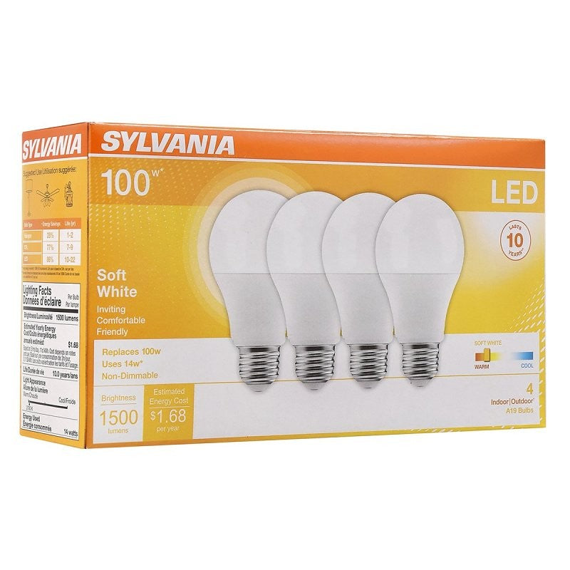 Sylvania 78101 LED Bulb, General Purpose, A19 Lamp, 100 W Equivalent, E26 Lamp Base, Frosted, Warm White Light