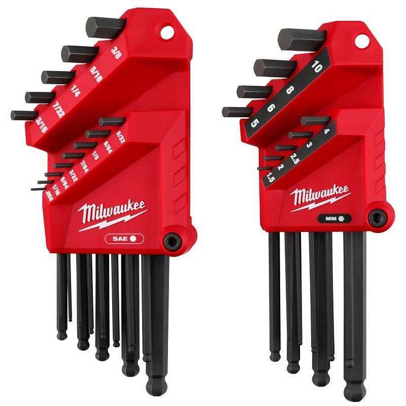 Milwaukee 48-22-2187 L-Style Hex Key Set with Ball Ends, 22-Piece, Steel, Black Oxide