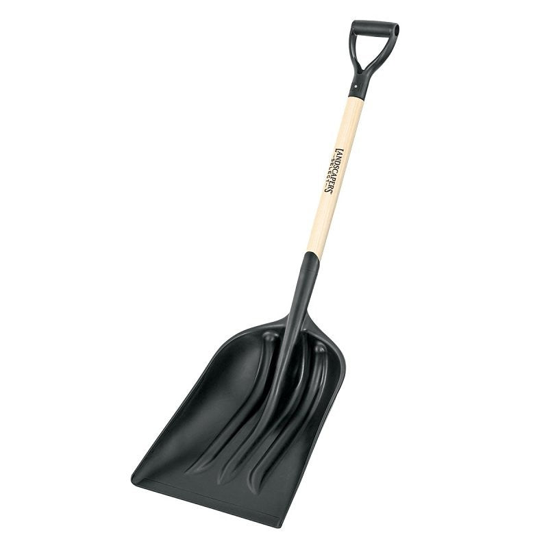 Landscapers Select 35799 Scoop Shovel, 13.386 in W Blade, 23.62 in L Blade, 3.7 mm, Poly Blade, Wood Handle