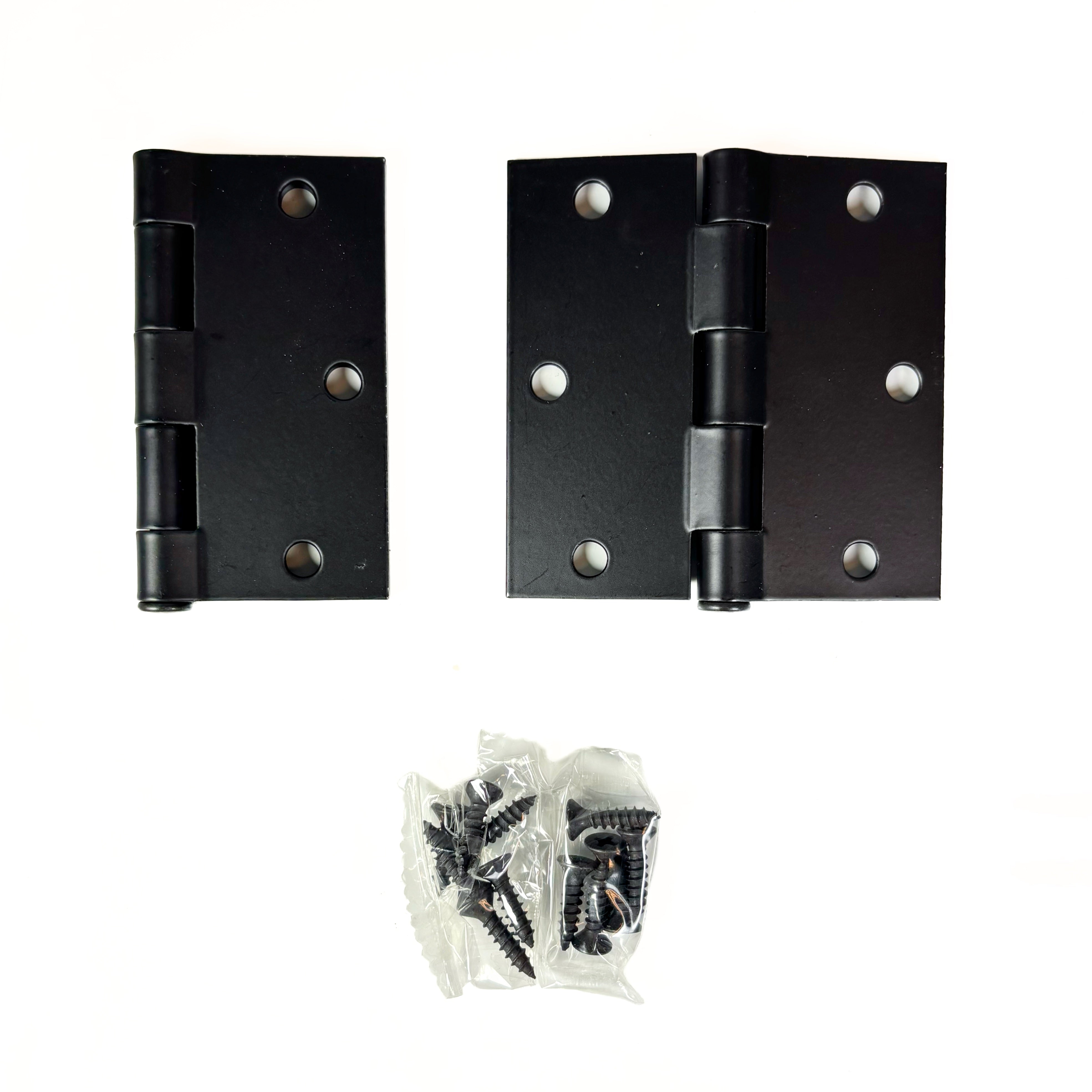 Door Hinges 3-1/2 Inch Square Corner Oil Rubbed Bronze 2 Pack Box