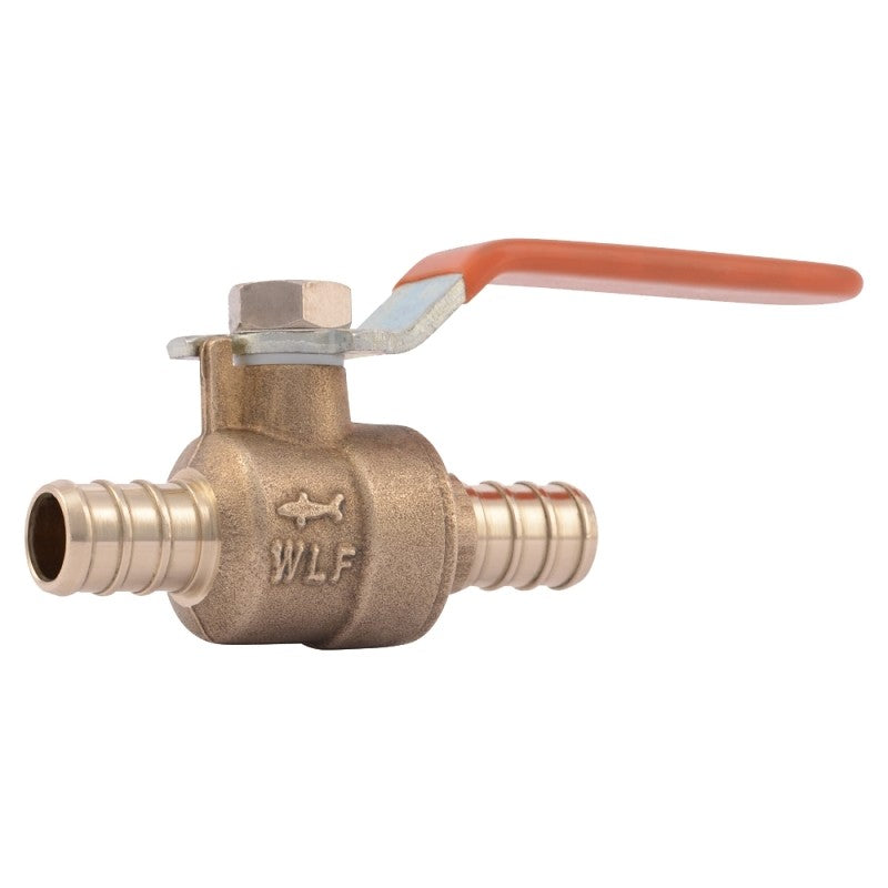SharkBite 22461LFA Ball Valve, 1/2 in Connection, Barb x Barb, 200 psi Pressure, DZR Brass Body