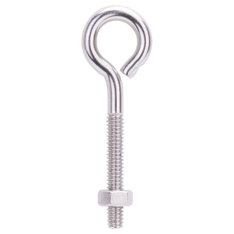 ProSource LR294 Eye Bolt, 6.2 mm Thread, Machine Thread, 1-1/2 in L Thread, 1 in Dia Eye, 196 lb Working Load (Pack of 10)