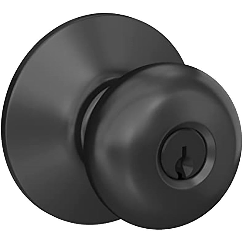 Schlage F Series F51A V PLY 622 Entry Knob, Knob Handle, Matte Black, Metal, C Keyway, Re-Key Technology: Traditional