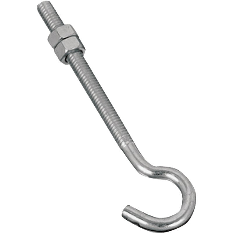 National Hardware 2162BC Series N221-689 Hook Bolt, 5/16 in Thread, 5 in L, Steel, Zinc, 100 lb Working Load (Pack of 10)