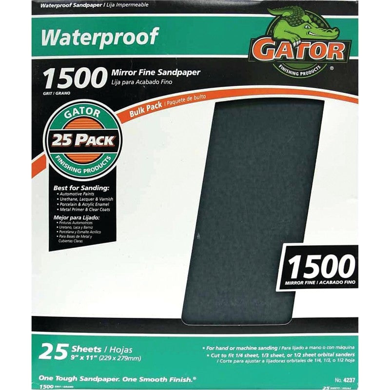 Gator 3287 Sanding Sheet, 11 in L, 9 in W, 1500 Grit, Silicone Carbide Abrasive