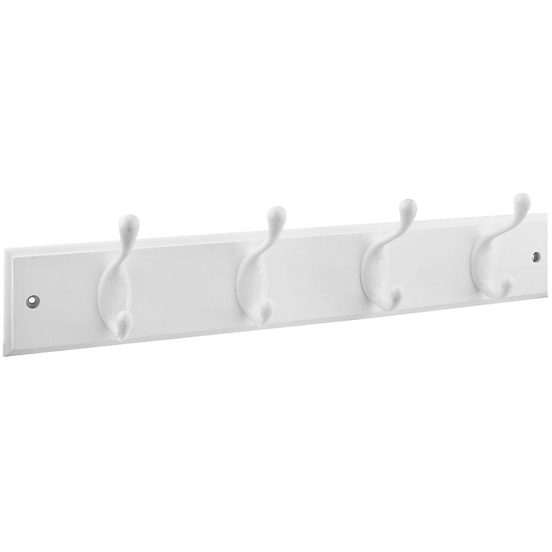 National Hardware B8170 S827-121 Series Hook Rail, Wall Mounting, 18 in L x 5/8 in W x 2-3/4 in H Dimensions, White