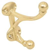 Scroll Coat and Hat Hook Polished Brass