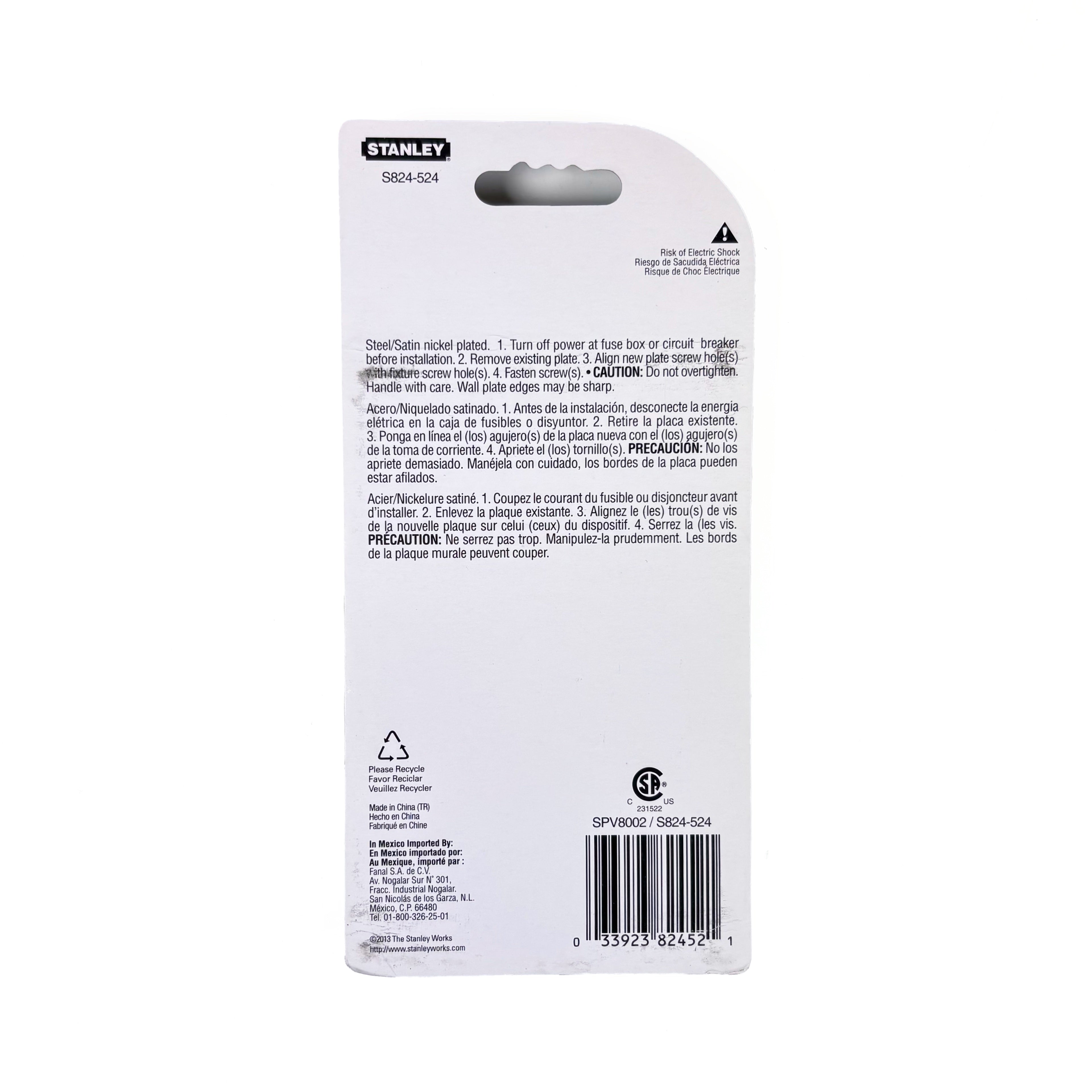 Basic Single Duplex Wall Plate Satin Nickel 4 Pack