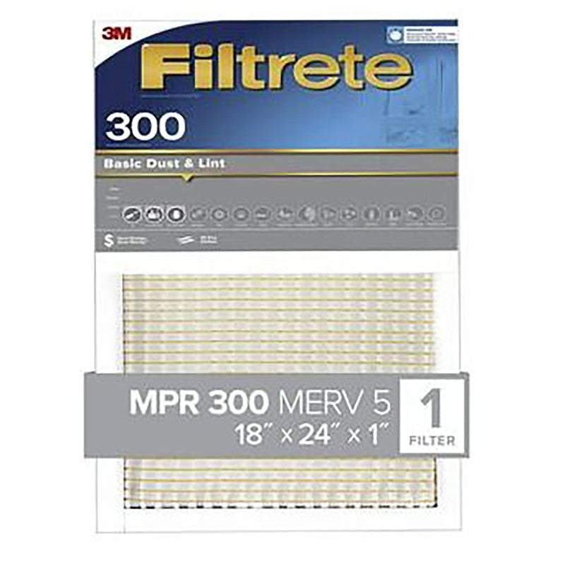 Filtrete 321-4 Air Filter, 24 in L, 18 in W, 5 MERV, 300 MPR, For: Air Conditioner, Furnace and HVAC System (Pack of 4)