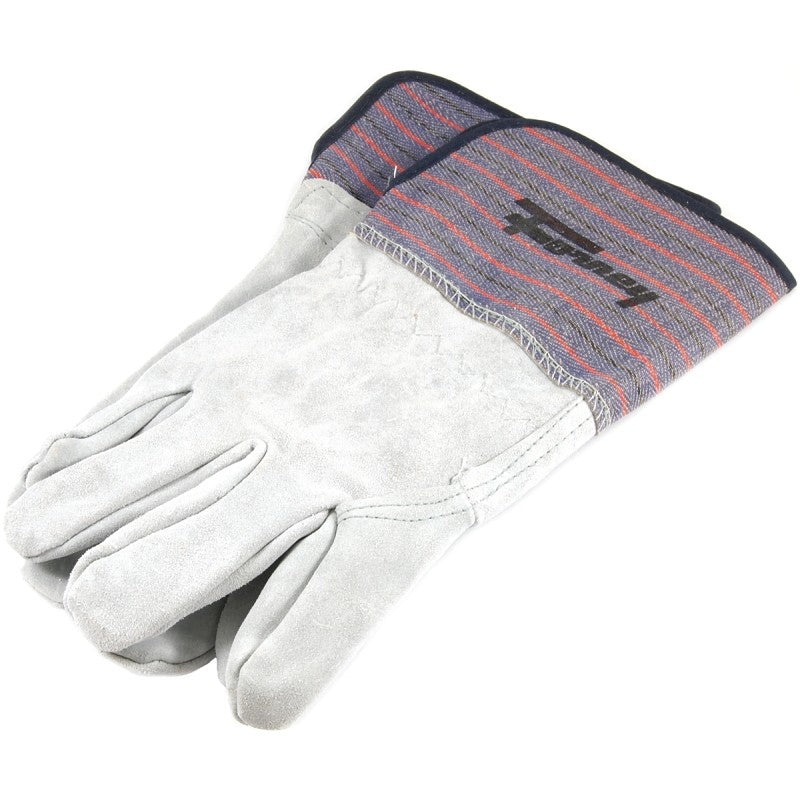 ForneyHide 55199 Welding Gloves, Men's, L, 12-1/4 in L, Gauntlet Cuff, Leather Palm, Blue/Gray, Wing Thumb, Leather Back